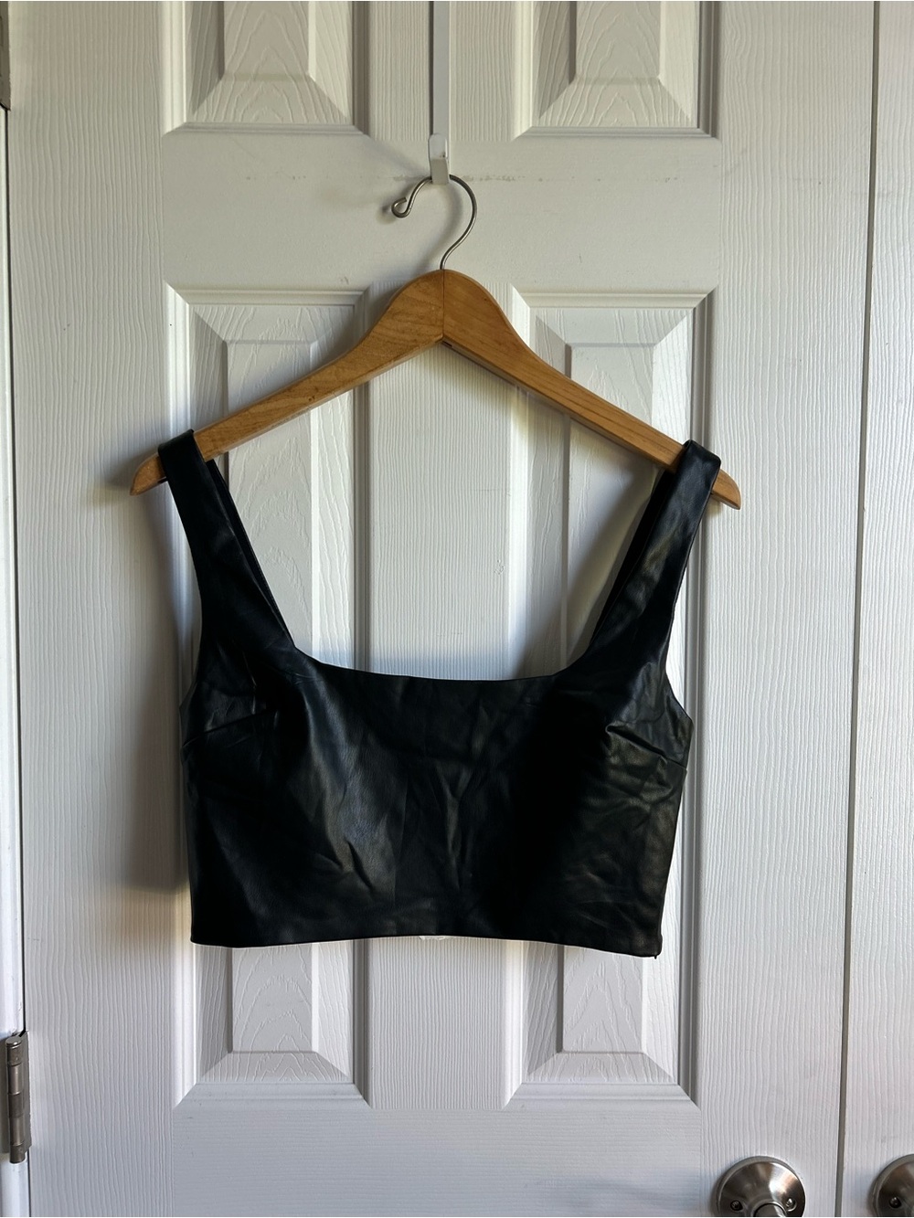 Forever 21 Black Faux Leather Sleeveless Crop Tank